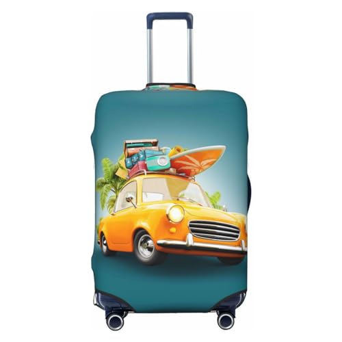 Travel Luggage Cover Protector - Summer Funny Retro Car With Surfboard Washable Suitcase Covers For 18-32 Inch Luggage
