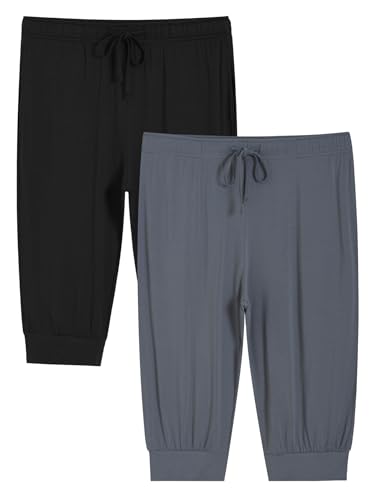 Latuza Men's Bamboo Viscose Capri Pajama Jogger Pants with Pockets