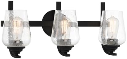 Minka Lavery 1923-66A Shyloh Vanity Bath Light, 3-Light, 180 Total Watts, 22.13-in H x 9.13-in W, Coal Black