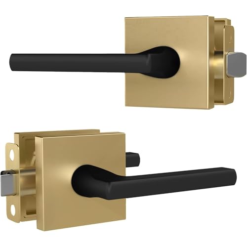 Image of Mega Handles Prime Passage Lever Door Handle for Closet or French Doors, Single Side Door Levers, Fits All Standard Door Sizes, Covered Screws Included - Satin Brass /Matte Black (1 Pack) 5 inch