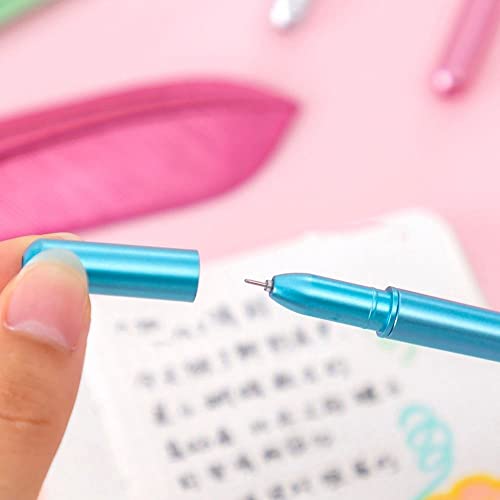 Creative Feather Gel Pen Artificial Wing Pens Black Ink Novelty Cute Design Gel Ink Rollerball Pen For Office School Students Supplies(Gold) #TOP5