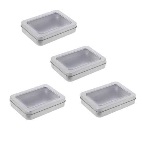 Anneome 4pièces Boîte De Rangement Transparente Tôle Métallique Pour Usb Organisateur De Bureau Léger Et Pratique Avec Couvercle Intégré Pour Clés Et Petits Objets