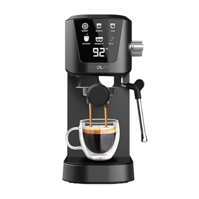 Cecotec Cafetera Express para Espresso y Cappuccino Power Espresso 20 Touch. 1350W  20 Bares  Pantalla Táctil  Vaporizador  Depósito Agua 1L  Thermoblock  Calientatazas  Bandeja Goteo  Accesorios