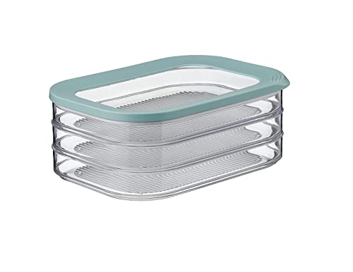 Mepal - Vorratsbehälter Wurstwaren Modula 3-lagig - Kühlschrank - Vorratsbox mit Deckel - Geeignet zur Aufbewahrung von Fleischprodukten -3 Separate Kühlschrank - Vorratsboxen - 1650 ml - Nordic Green
