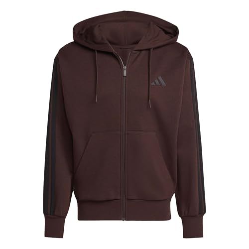 Sweatshirt à Capuche adidas Homme avec Zip Intégral et Trois Bandes