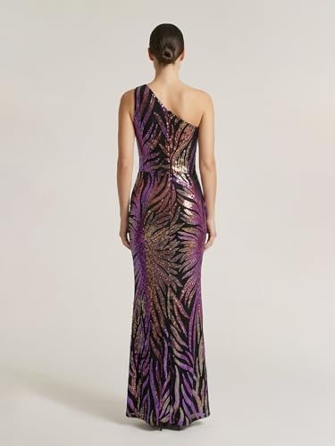 Image of Giffniseti Women's One Shoulder Holographic Sequin Dresses Evening Gown Formal Prom Maxi Dress