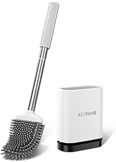 ASOBEAGE Toilet Brush, Toilet Brush and Container, Toilet Brushes for Bathroom with Quick-Drying Holder SetBlack