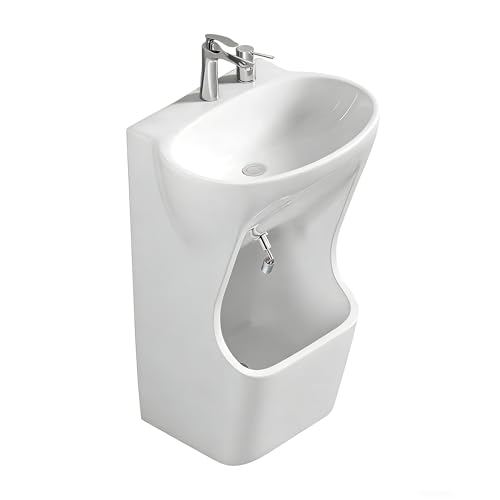 Muslim Wash Basin, Standing Ceramic Basin With Complete Accessories, Ergonomically Designed For Optimal Height, Suitable For Handwashing, Face Washing, Foot Washing, And Prayer Supplies
