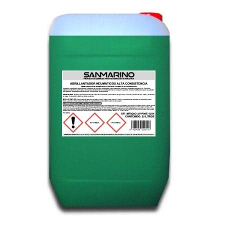 LIMPIARCOCHE.COM SANMARINO ABRILLANTADOR DE NEUMÁTICOS, PLÁSTICOS Y Gomas Alta CONSISTENCIA 25 L.