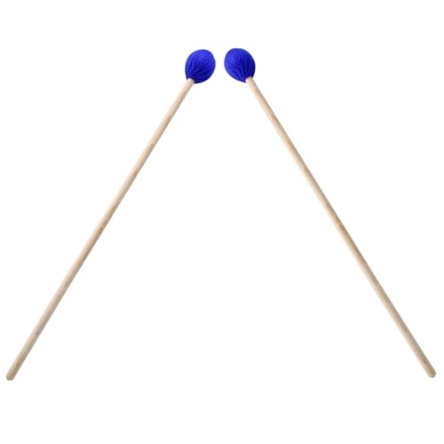 Piutouyar 1 Pair Marimba Mallets Percussion, Blue Medium Hard Yarn Head Keyboard Marimba Mallets Drum Sticks with Wood Handles - Thumbnail 3