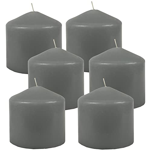 HS Candle Stumpenkerzen Wachskerzen Ø8cm x 8cm (6er Pack) Grau -...