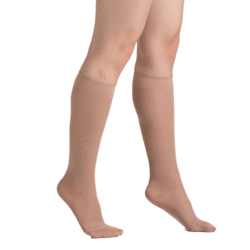 Image of EvoNation Women's Knee High 20-30 mmHg Graduated Compression Microfiber Opaque Socks - Firm Pressure Compression Garment