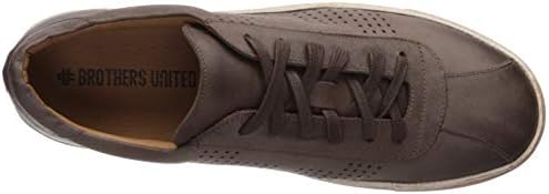 Brothers United Men's Leather Luxury Lace Up Perf Detail Sneaker, Brown Washed Nappa/Brushed Sole, 12 M US | Image 4