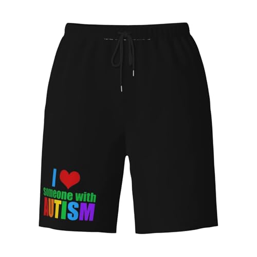 Autism Awareness I Love Someone with Autism Men's Quick-Dry Board Shorts 7" - Swim Trunks Summer Hawaii Beach3