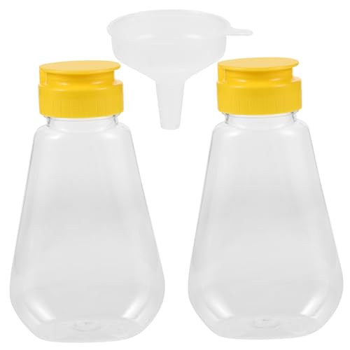 POPETPOP Squeeze Honey Containers 2pcs Salad Dressing Bottles Ketchup Mustard Bottle Syrup Container Easy Flip Cap Design