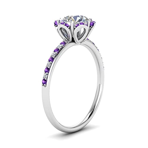 Image of 55Carat Choose Your Gemstone 6 Petal Ring Sterling Silver Round Shape Halo Engagement Rings Well Shaped for Any Gift Giving Occassion Modern Style Enchating Women US Size 4 to 12