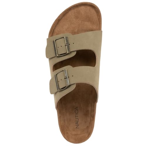 Image of Nautica Men's Sandals - Casual Slides with 2 Adjustable Buckle Straps and Cork Footbed for Ultimate Comfort and Style (Regular /Wide Width, Big Size)