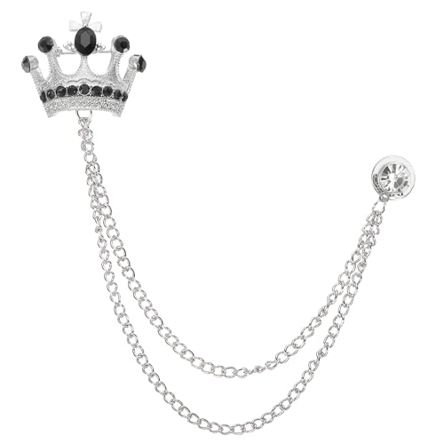 Image of PATIKIL Crown Hanging Chain Brooch Pins | Rhinestone Suit Pins Fashion Crystal Lapel Pins for Women Men
