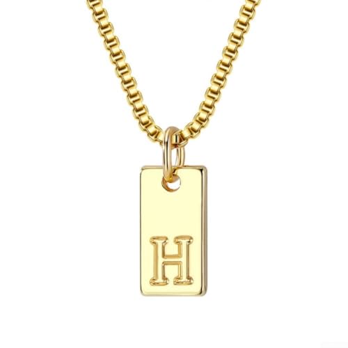 Serenophile Collar chapado en plata con inicial para mujer, 26 letras del alfabeto, cadena de caja, aspecto delicado en capas, longitud ajustable, Medio, Metal, Sin piedra preciosa