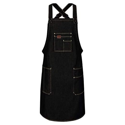 Red Kap Shop Apron, Prewashed Black, 28W x 36L