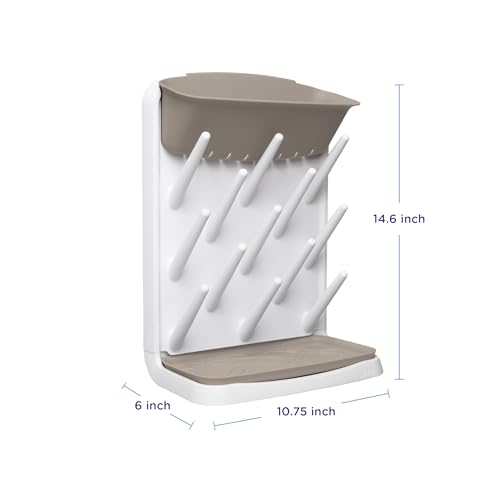 Image of Ubbi Vertical Baby Bottle Drying Rack, Space Saving Countertop Drying Rack Baby Accessory, Taupe (Pack of 6)