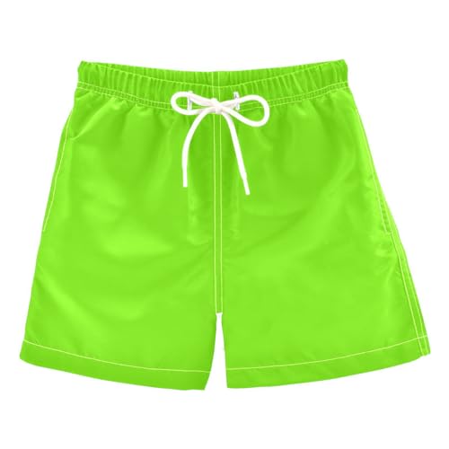 Boys Swim Trunks Summer Drawstring Toddler Swim Board Shorts Quick Dry Little Boy Bathing Suit Beach Hawaii Vacation 4T Fluorescent Green