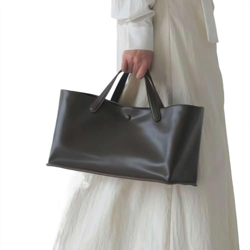 Bolso de lona para mujer, bolso de mano de lona para mujer, para viajes, ocio, versátil e informal, café, Cuero
