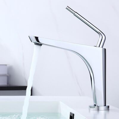 Robinet de lavabo chromé mitigeur eau chaude et froide pour salle de bain moderne