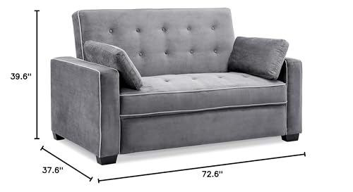 Image of Serta Ainsley 72.6 inch Convertible Sleeper Sofa, Queen Size, Dreamcoil Comfort, Soft Woven Fabric, Charcoal