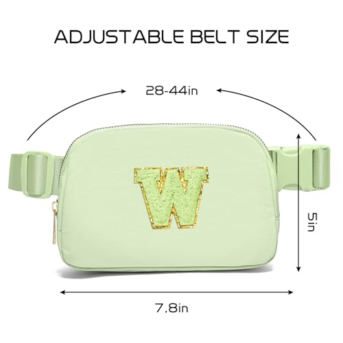 Image of Gitus Gifts for 8 9 10 11 12 Year Old Girls Belt Bag Fanny Pack Crossbody Bags with Initial Letter Patch Cute Stuff Birthday Gifts for Teen Girls Women Personalized Trend Stuff (Light Green-W)