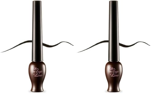 Image of ETUDE Oh My Eye Luminous Liquid Eye Liner| Waterproof, Smudgeproof & Long Lasting|Quick Drying Eye Liner|Easy & Precise Application|Lasts Up To 10 Hours| Korean Makeup|Brown,5Ml (Pack of 2)