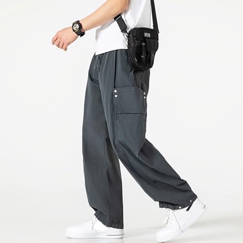 XYXIONGMAO Men's Grey Streetwear Sweatpants Techwear Cargo Pants Hip Hop Loose Multi Pocket Baggy Casual Tactical Pants2