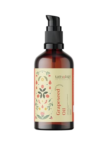 Image of Tattvalogy Organic Grapeseed Oil | Cold Pressed Grapeseed Oil | For Face & Body | Eliminates Wrinkles, Scares, Acne, Blemishes, Dry & Oily Patches | Rich Essential Nutrients & Vitamins (50ml)