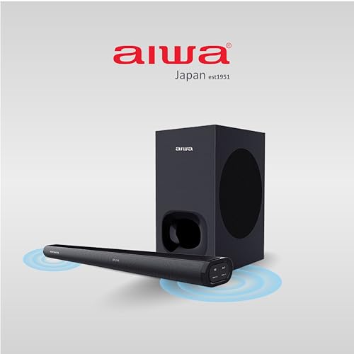 Image of Aiwa Soundbar with Bluetooth V5.3 and Powerful Bass, 6.50 Inches Subwoofer, 2.1 Channel with Remote Control SD Card, HDMI AUX, USB and Optical Connectivity 240W Sound bar | Satori - AW-SSB240 (Black)