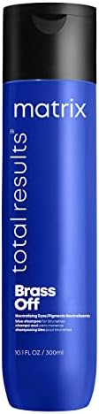 MATRIX Total Results Brass Off Color Depositing Blue Shampoo | Refreshes Hair & Neutralizes Brassy Tones in Lightened Brunettes | For Color Treated Hair