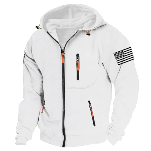 Mens Casual Solid Zip Up Jacket Long Sleeve Hooded Fitness Cardigan Sweatshirt USA Flag Military Combat Work Jackets2