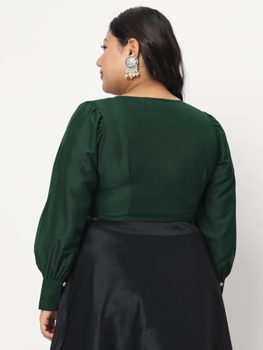 Image of studio rasa Women's Plus Size Chroma Button Down Crop Top for Wedding Festive Party
