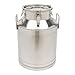 KONKENIE 50L Stainless Steel Milk Can with Lid & Handle Milk Wine Water Oil Storage Bucket Liquid Transport Barrel Rice Cereal Airtight Canister Container for Kitchen Bar Restaurant Silver (50L)