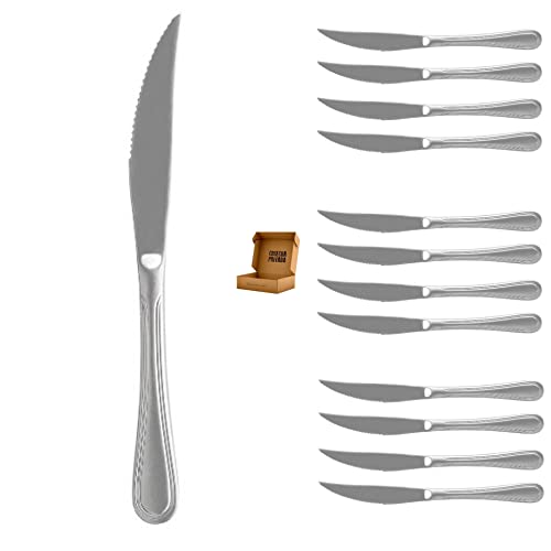 12 x Cuchillos de Carne - Cubiertos de Mesa Oxford - Envio 24 H - Cubiertos Elegantes de Acero inoxidable - Alar Cok - Anticorrosión y Desgaste - Uso Doméstico y Profesional - Steak (Cuchillo Carne)