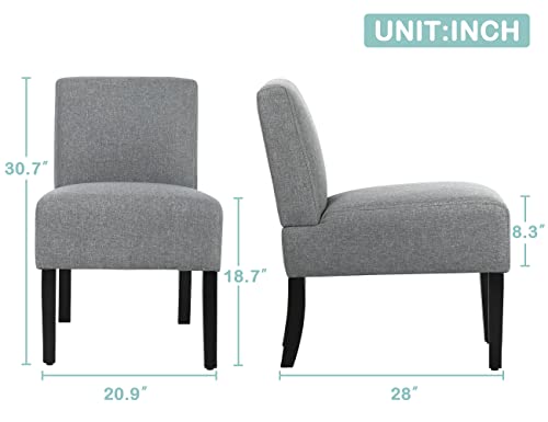 Accent Chair Set Of 2, Living Room Chair, Small Chair For Bedroom, Accent Chairs For Living Room Office, Small Modern Armless Accent Chair, Side Bedroom Chairs With Thick Sponge Cushion, Grey #TOP1