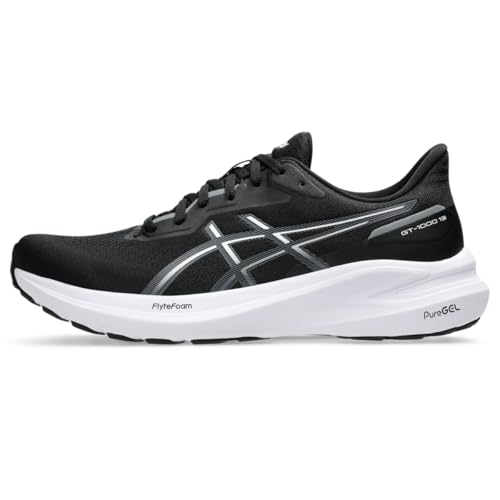 ASICS Men's GT-1000 13 Running Shoes, 11.5, Black/White