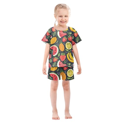 ALAZA Watermelon Strawberry Lemon Pineapple Pajamas Short Sleeve 2 Piece Sleepwear Top and Bottom Pajama Set Unisex3