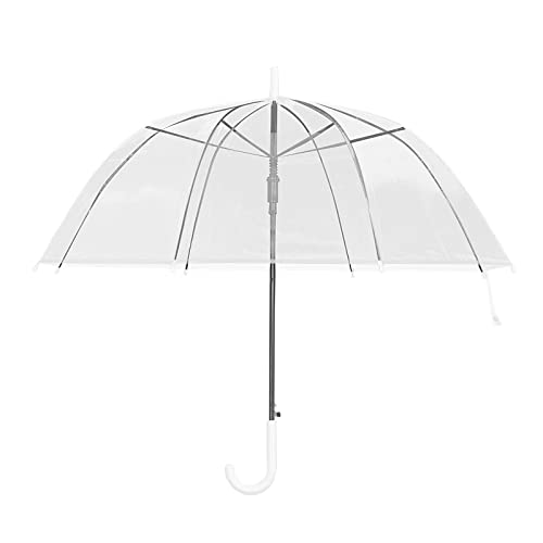 Youyijia Transparent Regenschirm Stockschirme Eleganter Regenschirm in Transparent mit C-Griff Ergonomischer Griff Nutzbar Als Hochzeitsschirm Cover