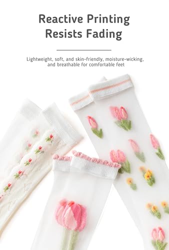 Toddler Girl Knee High Socks Summer Soft Breathable 1-12 Years Thin Mesh Socks 3 Pairs4