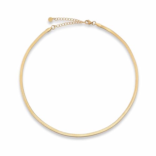 GD GOOD.designs Schlangenkette Gold für Damen - flache Goldkette ohne...