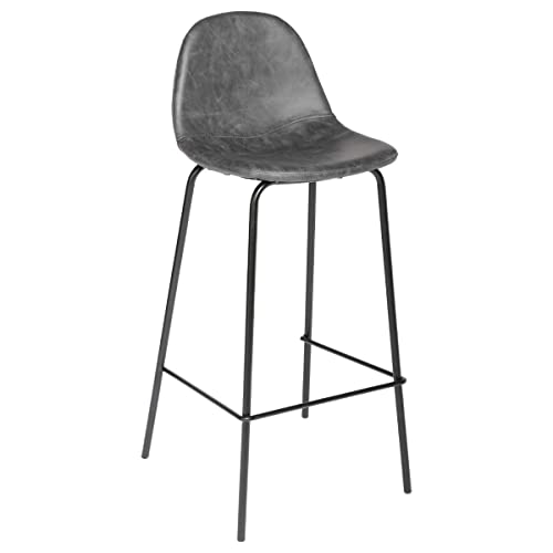 Atmosphera - Lot de 2 Tabourets de Bar Vladi Gris, Effet Cuir, H 95 cm, Style Rétro - pour Cuisine, Bar, Salon