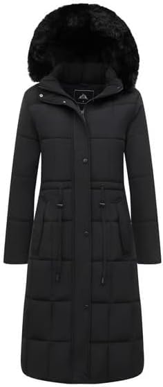 Women's Hooded Puffer Jacket Lightweight Warm Puffy Quilted Winter Coat Waterpoof Jackets for Cold Weather, Black 3XL