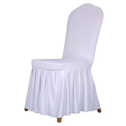 Soulfeel 1 X Long Stretch Spandex Dining Chair Cover Protectors, Super Fit Banquet Chair Seat Slipcovers For Hotel And Wedding Ceremony, Removable & Washable (White) #TOP30