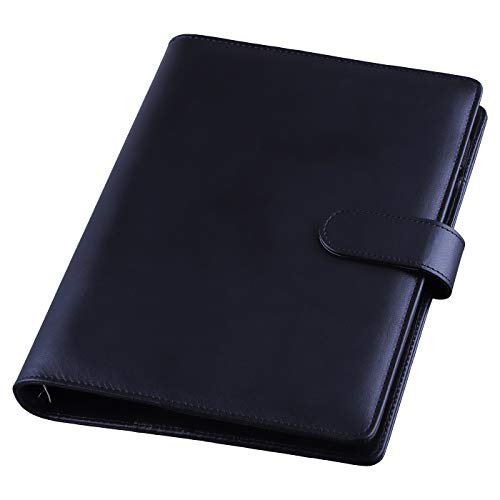 Image of Antner A5 Binder 6 Ring Refillable Notebook Planner Cover for A5 Planner Inserts & Refill Paper, PU Leather Loose Leaf Personal Organizer Photocard Holder Budget Binder with Magnetic Buckle, Black