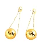 IXDEAXLY トレンディファッションロングゴールドサークル軽量ボールドロップダングルイヤリング 女性用, 亜鉛, 宝石なし